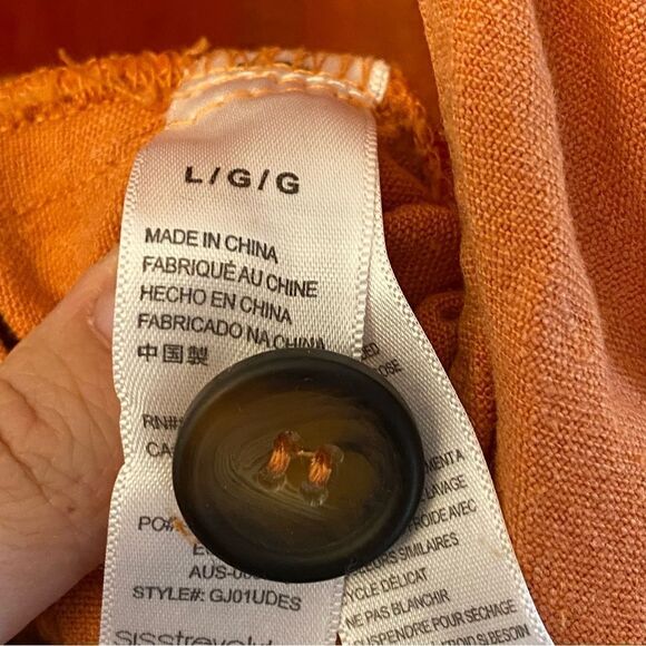 Sisstr Evolution Dessi linen lagenlook boho jumpsuit overalls wide leg orange L - Picture 12 of 14